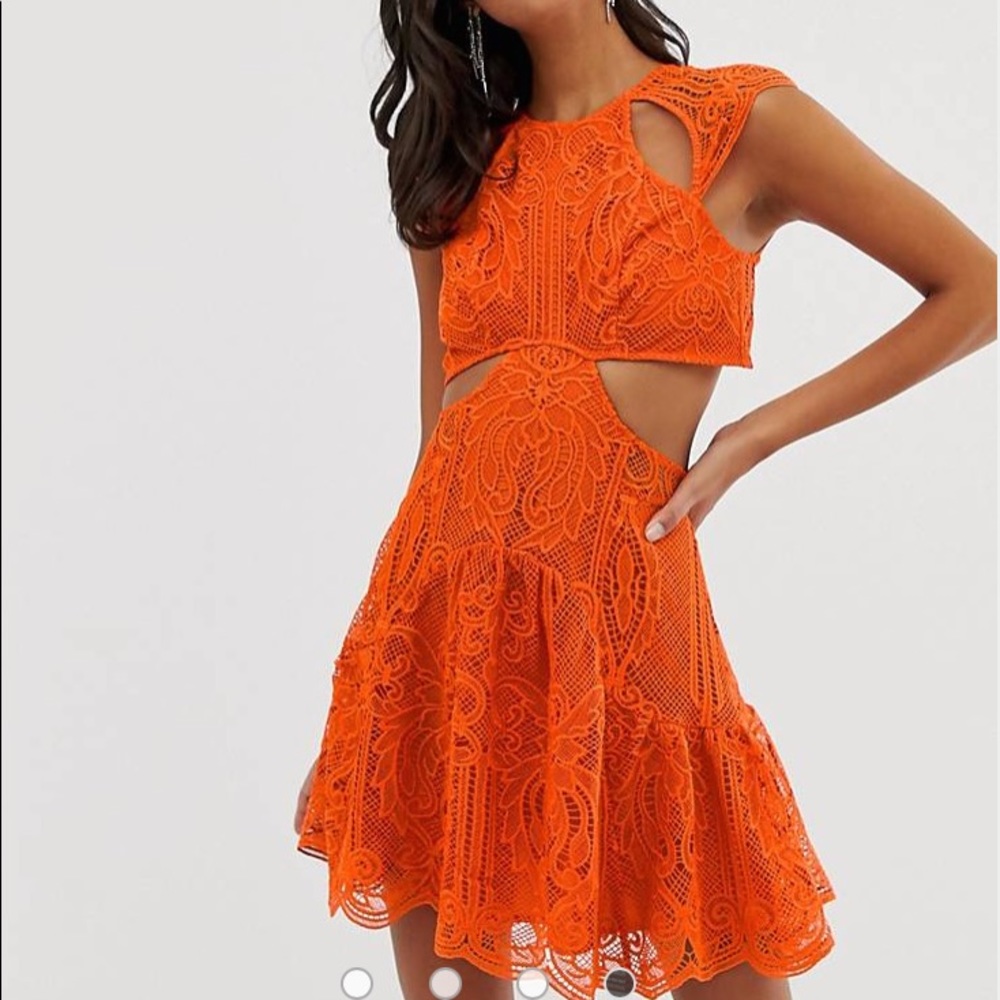 NWOT ASOS Orange Lace CutOut Party Dress